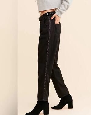 ONE TEASPOON x FREE PEOPLE NWT Tuxedo Taylor Pants Luxure Black Size 26 Buckles